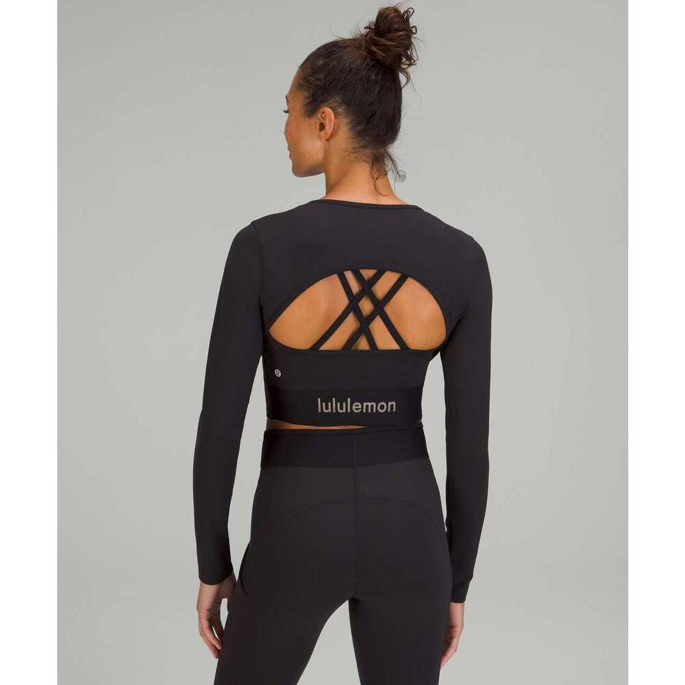 Lululemon Logo Elastic Everlux Long Sleeve Shirt, Black / Trench, Size 6